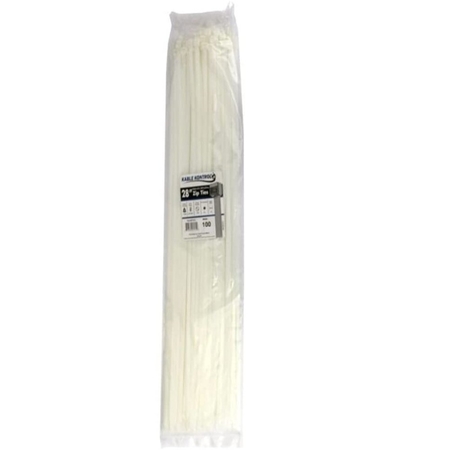 Kable Kontrol Kable Kontrol® Clear Zip Ties - 28" Inch Long Heavy Duty - Natural Nylon - 175 Lbs Tensile Strength - 100 pc Pack CT272